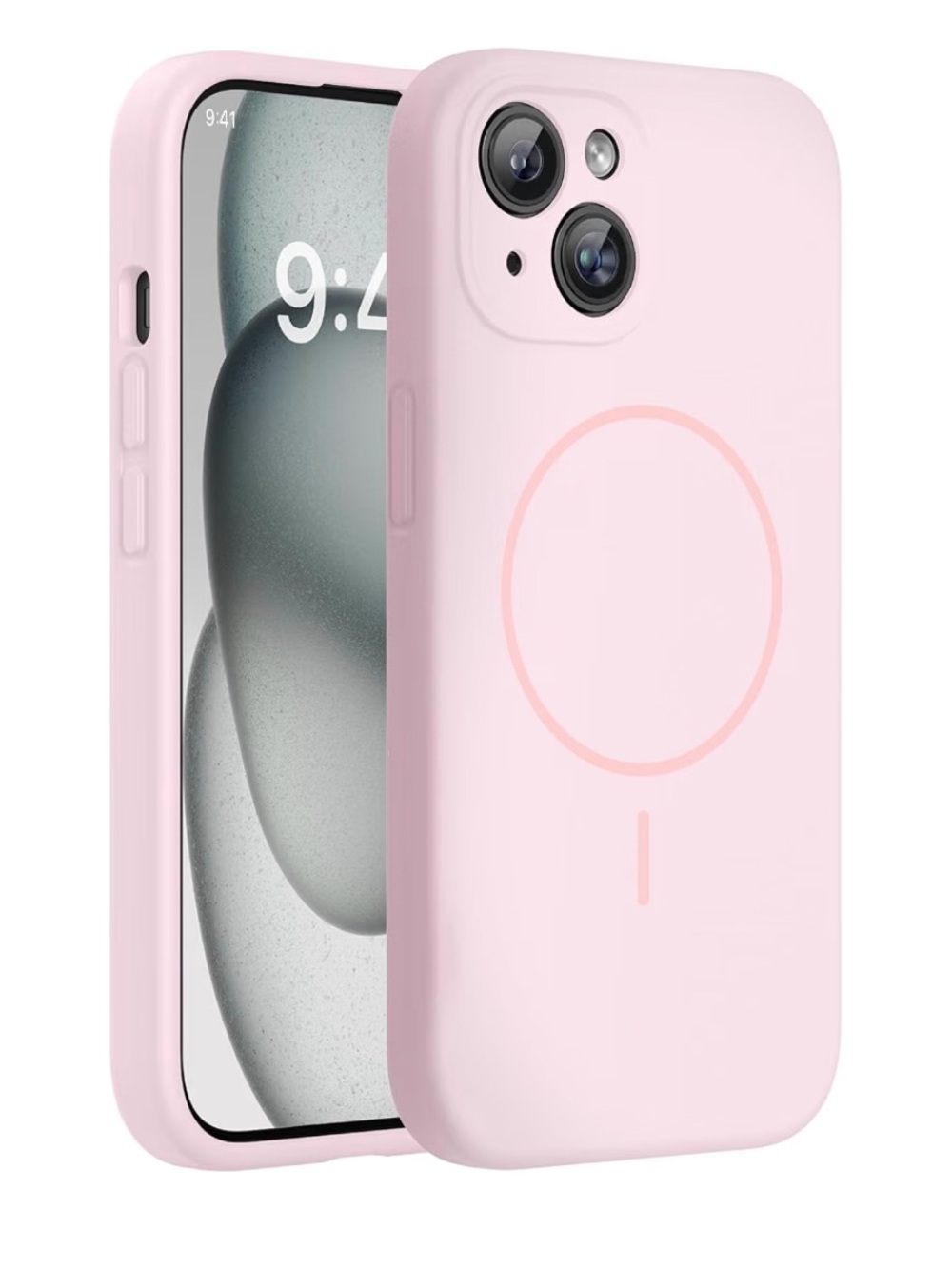 Miracase iPhone 15 Silicone & Magnetic Case Sand Pink